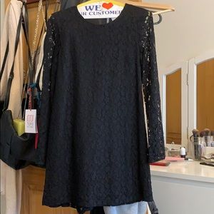 Black lace mini dress